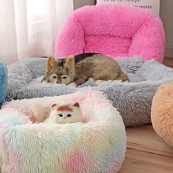 Quadratisches Haustierbett - Plüschschlafmatte - Hunde - Katzen