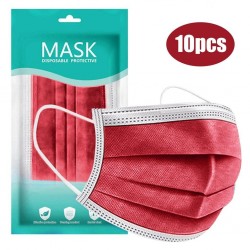 Mouth / face protective face mask - disposable - anti-bacterial - red - 10 - 100 pieces