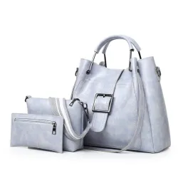 Elegante leren handtas - crossbody - kleine clutch - set van 3 stuksSets