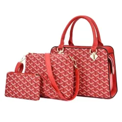 Leren handtas - crossbody - kleine clutch - geometrisch ontwerp - set van 3 stuksSets