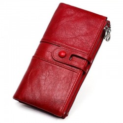 Lange Brieftasche mit Reißverschluss - echtes Leder