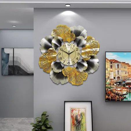 Ginkgo blad - luxe wandklok - quartz - 60cmKlokken