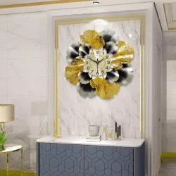 Ginkgo blad - luxe wandklok - quartz - 60cmKlokken