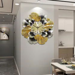 Ginkgo leaf - luxurious wall clock - quartz - 60cmClocks