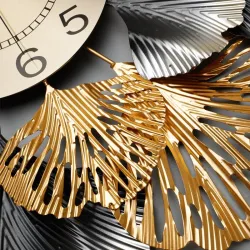 Ginkgo leaf - luxurious wall clock - quartz - 60cmClocks