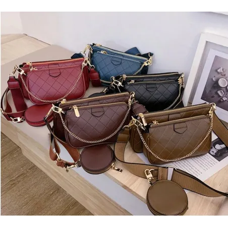 Leren handtas - crossbody - kleine clutch - afneembaar design - set van 3 stuksSets