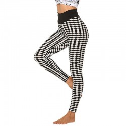 Rekbare lange legging - slankmakend - met roosterprint - fitness - yogaFitness