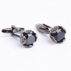 Luxurious cufflinks with black crystal - 2 pieces