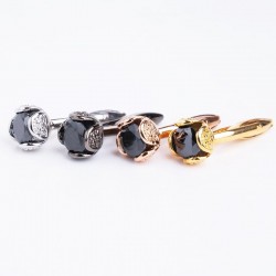 Luxe manchetknopen met zwart kristal - 2 stuks