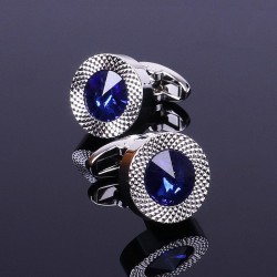 Round blue crystal cufflinks - 2 pieces
