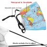 Face / mouth protective mask with 2 PM2.5 filters - for adults / children - world mapMouth masks