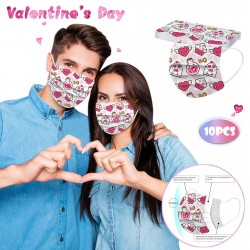 Gezicht / mond beschermend masker - wegwerp - 3 laags - Valentijnsdag - 10 stuksMondmaskers