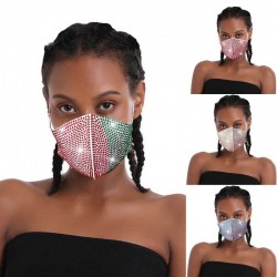 Face / mouth protective mask - reusable - dustproof - colorful rhinestones