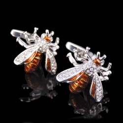 Crystal amber bee - cufflinks - 2 pieces