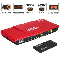 HDMI-Schalter - 4 in 1 out - mit S / PDIF- und L / R-Audioausgang - HDTV 4K 60Hz 4: 4: 4 - IR-Fernbedienung