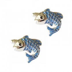 Cufflinks with blue fish - 2 pieces