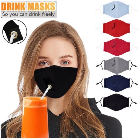 Mund / Gesicht Schutzmaske - wiederverwendbar - mit Strohloch zum Trinken