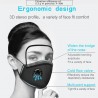 Mouth / face protective mask - detachable plastic eye shield - air valve - 2.5PM filter - reusable