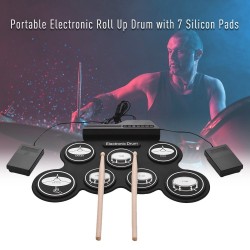 Digitales elektronisches Drum-Set - 7-Pad - USB-Roll-Up-Silikon-Drum-Pad - mit Drumsticks / Fußpedalen