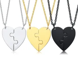 Hart hanger met ketting - custom made gegraveerde naam - 2 stuksHalskettingen