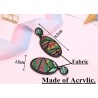 Ovale oorbellen - geometrische groene stof - Boheemse stijlOorbellen