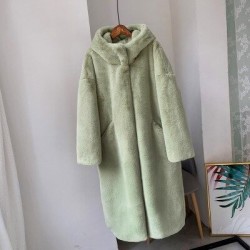 Fashionable fur coat with hoodieJackets