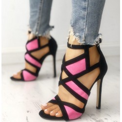 Sexy high heels - open toe - with ankle strap - crossed straps design