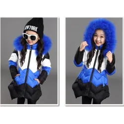 Warm down jacket - with detachable fur hoodKids