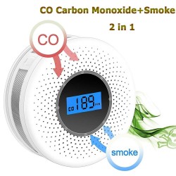 Rauch / Kohlenmonoxid-Detektor - mit Schallwarnung / Nummernanzeige - batteriebetrieben