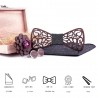 Cufflinks - lapel flower - handkerchief - bow tie - neckband strap - wooden set
