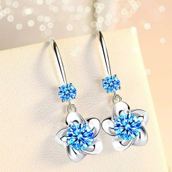 Crystal flowers - hook earrings - 925 sterling silver