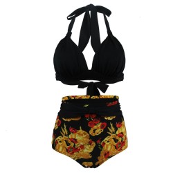 Vintage swimming suit - bikini set - with push-up - high waistBeachwear