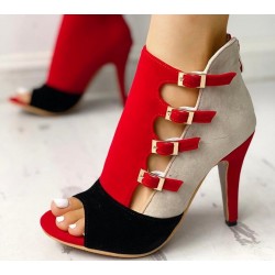 Hohe Fersenpumpen - Sandalen - mit Schnallen & Reißverschluss - Knöchellänge