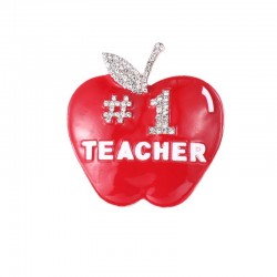 Nummer 1 Lehrer / Apfel - Kristallbrosche