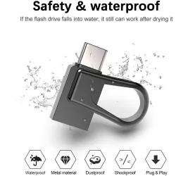 Mini geheugenstick - dual USB - 3.0 - OTG type-C - waterdicht - draaibaar - 32GB - 64GB - 128GBUSB geheugen