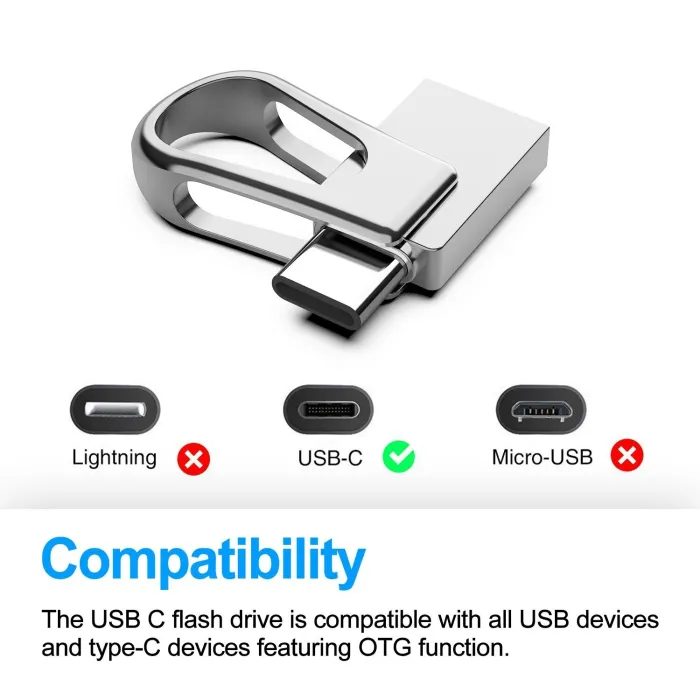 Mini geheugenstick - dual USB - 3.0 - OTG type-C - waterdicht - draaibaar - 32GB - 64GB - 128GBUSB geheugen