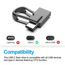 Mini memory stick - dual USB - 3.0 - OTG type-C - waterproof - rotatable- 32GB - 64GB - 128GBUSB memory