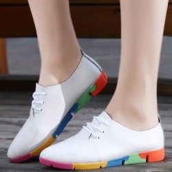 Platte schoenen met regenboogzool - met veters - echt leerLaarzen