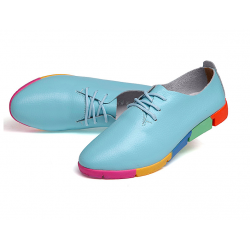 Flache Schuhe mit Regenbogensohlen - mit Schnürsenkeln - Echtleder