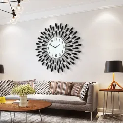 Modern wall clock - sun shape - with crystal decoration - 38 * 38cmClocks
