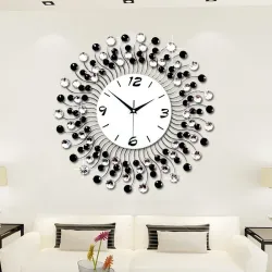 Moderne ijzeren wandklok - met kristallen decoratie - 36cm / 50cmKlokken