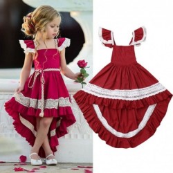 Elegantes rotes Kleid für Mädchen - mit Spitzenrüschen - unregelmäßige Länge