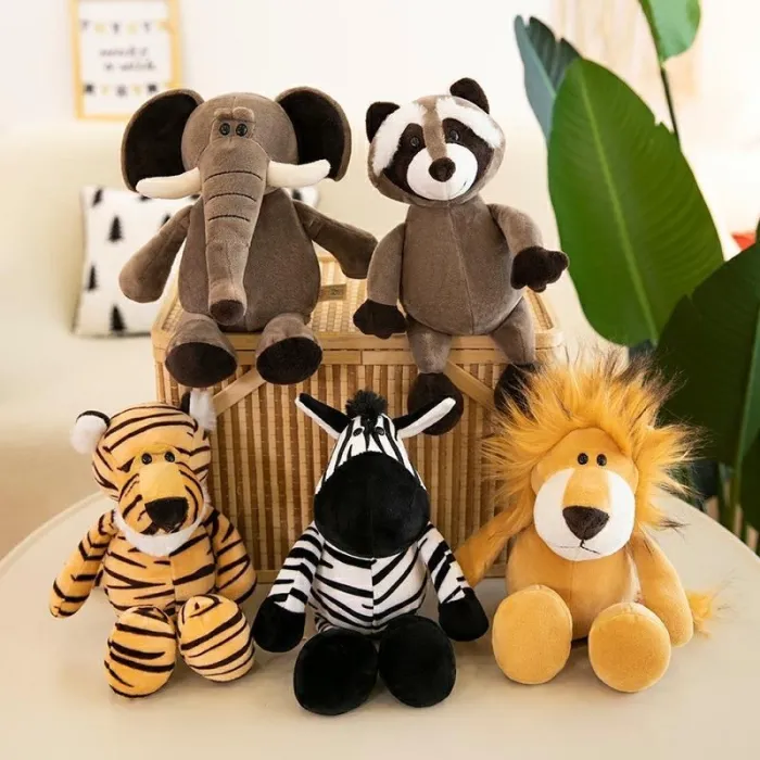Knuffels in de vorm van een dier - olifant / tijger / vos / wasbeer / aapKnuffels