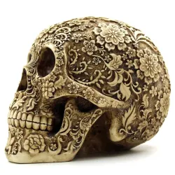 Schedelbeeld - met floraal snijwerk - Halloween versieringHalloween & feest