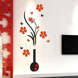 3D Vase mit Blumenbaum - Wandaufkleber - Aufkleber - abnehmbar
