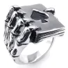 Vintage ring - roestvrij staal - schedel klauw met kaartspelRingen