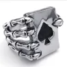 Vintage ring - roestvrij staal - schedel klauw met kaartspelRingen