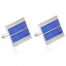 Blue square cufflinks / tie clip - zinc alloy