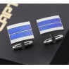 Blue square cufflinks / tie clip - zinc alloy