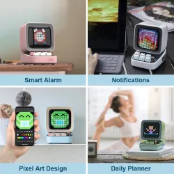 Retro Bluetooth speaker - pixel art - alarm clock - LED display - gaming board - DJ mixerBluetooth speakers